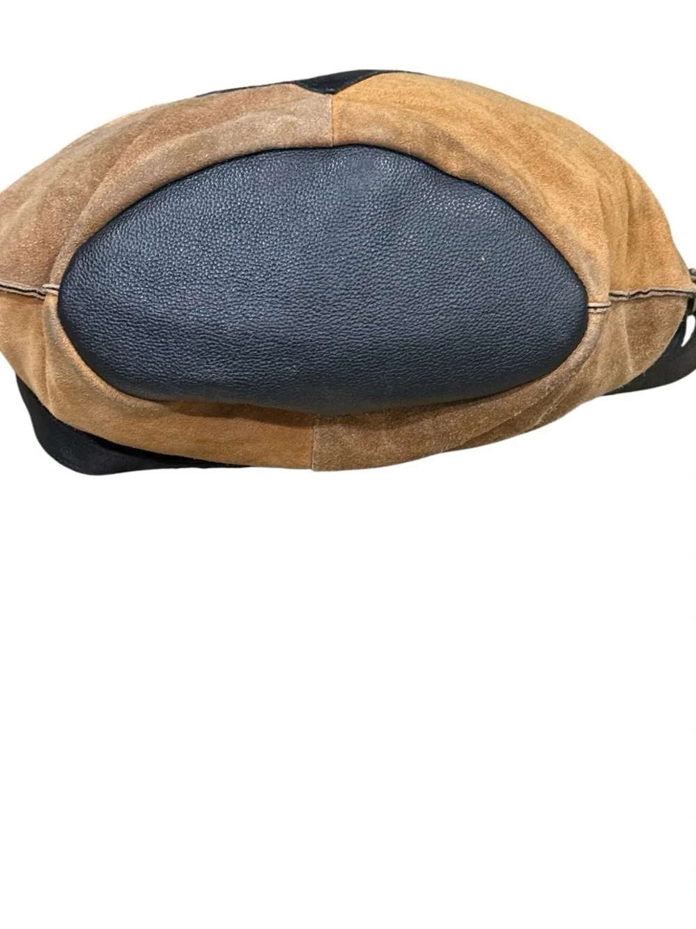 Free People Suede Patchwork Drawstring Hobo Bag Tan Black Boho